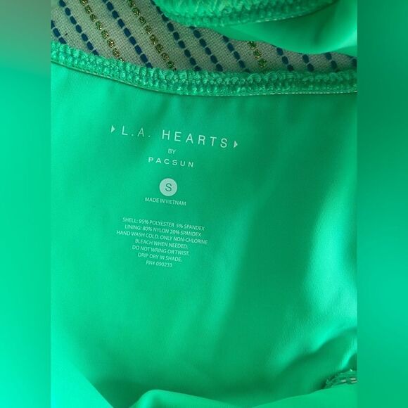 Pacsun La Hearts Small Neon Green Terry Cloth One Piece Halter Swimsuit Costume - Picture 4 of 8